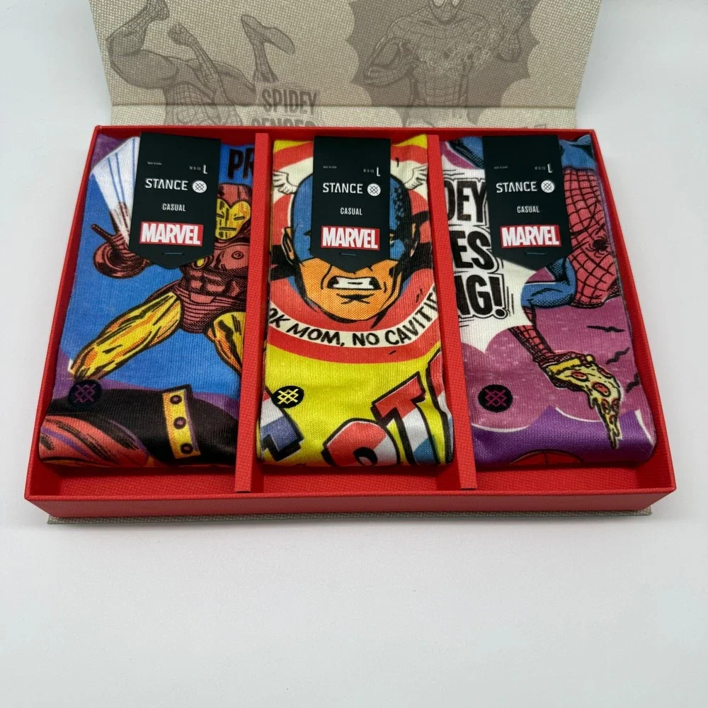 Stance x Marvel Box Set Mens L Spider-Man Iron Man Captain America Socks
